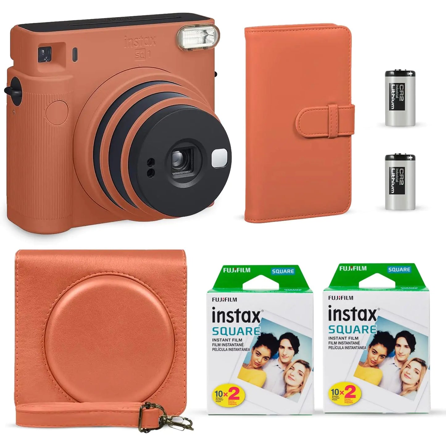 Fujifilm Instax Square SQ1 Instant Camera Terracotta Orange + Fuji Instax Film Value Pack (40 Sheets) + Shutter Accessories Bundle Includes Style Compatible Carrying Case Photo Album 80 Pockets
