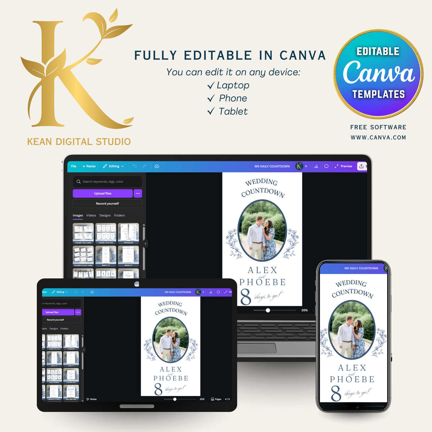 Blue Willow Wedding Countdown Video Template (Canva Editable)