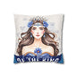 Daughter of the King Faux Suede Pillowcase | Floral Crown Decorative Throw Pillow I Blue