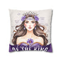 Daughter of the King Faux Suede Pillowcase | Floral Crown Decorative Throw Pillow I Purple Violet