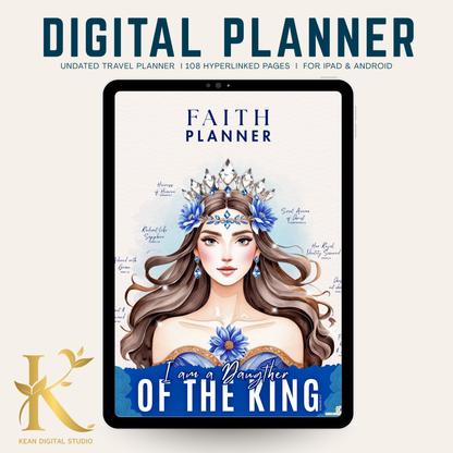 Christian Digital Planner for Women: Faith & Devotion (Undated) - Blue