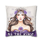 Daughter of the King Faux Suede Pillowcase | Floral Crown Decorative Throw Pillow I Purple Violet