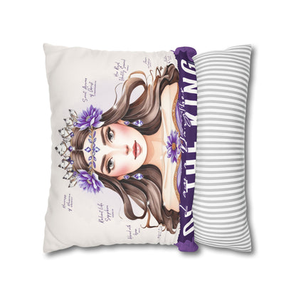 Daughter of the King Faux Suede Pillowcase | Floral Crown Decorative Throw Pillow I Purple Violet