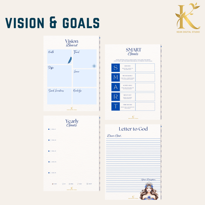 Christian Digital Planner for Women: Faith & Devotion (Undated) - Blue