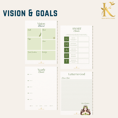 Christian Digital Planner for Women: Faith & Devotion (Undated) - Olive Green