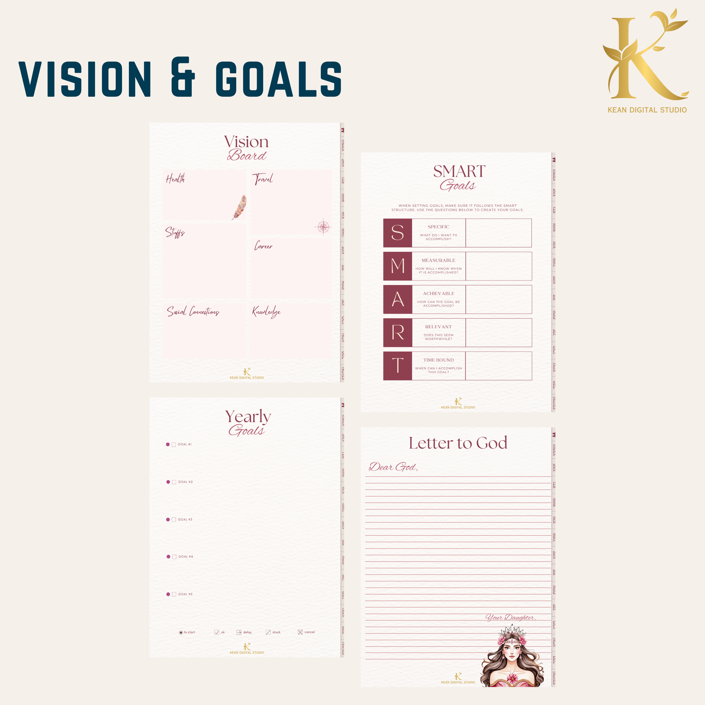 Christian Digital Planner for Women: Faith & Devotion (Undated) - Pink