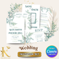 Wedding Invitation Set, Fully Editable in Canva, Elegant Greenery  Theme