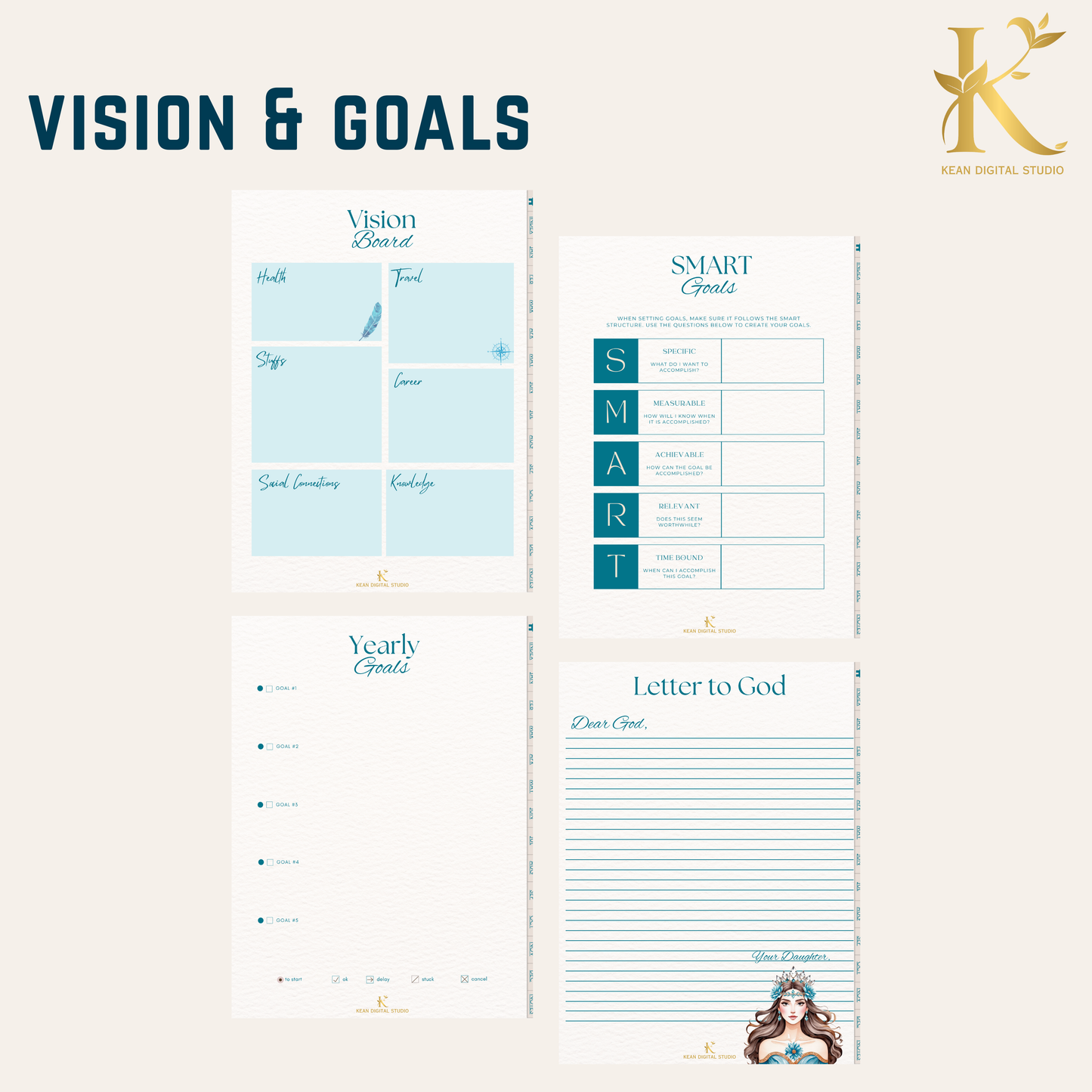 Christian Digital Planner for Women: Faith & Devotion (Undated) - Turquoise