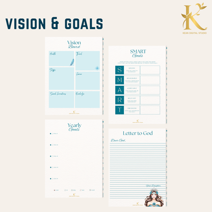 Christian Digital Planner for Women: Faith & Devotion (Undated) - Turquoise