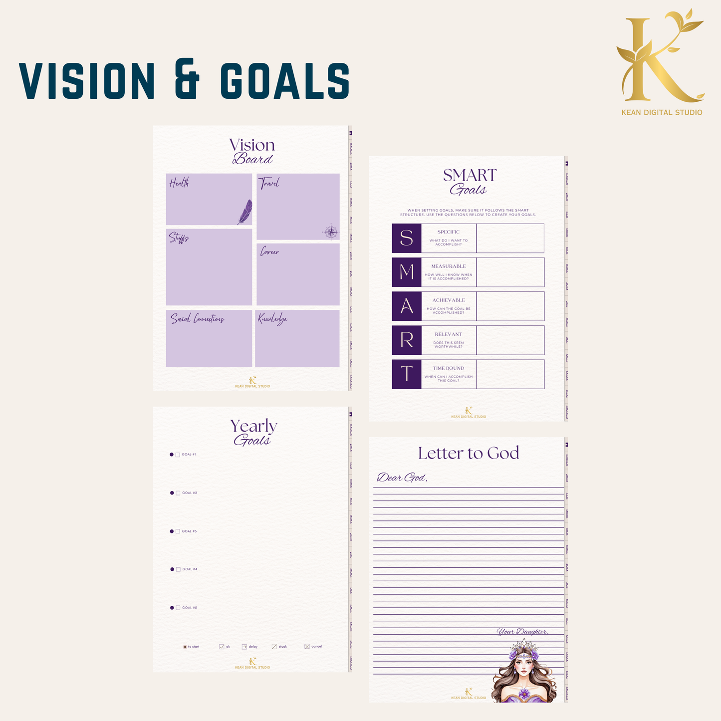 Christian Digital Planner for Women: Faith & Devotion (Undated) - Purple Violet