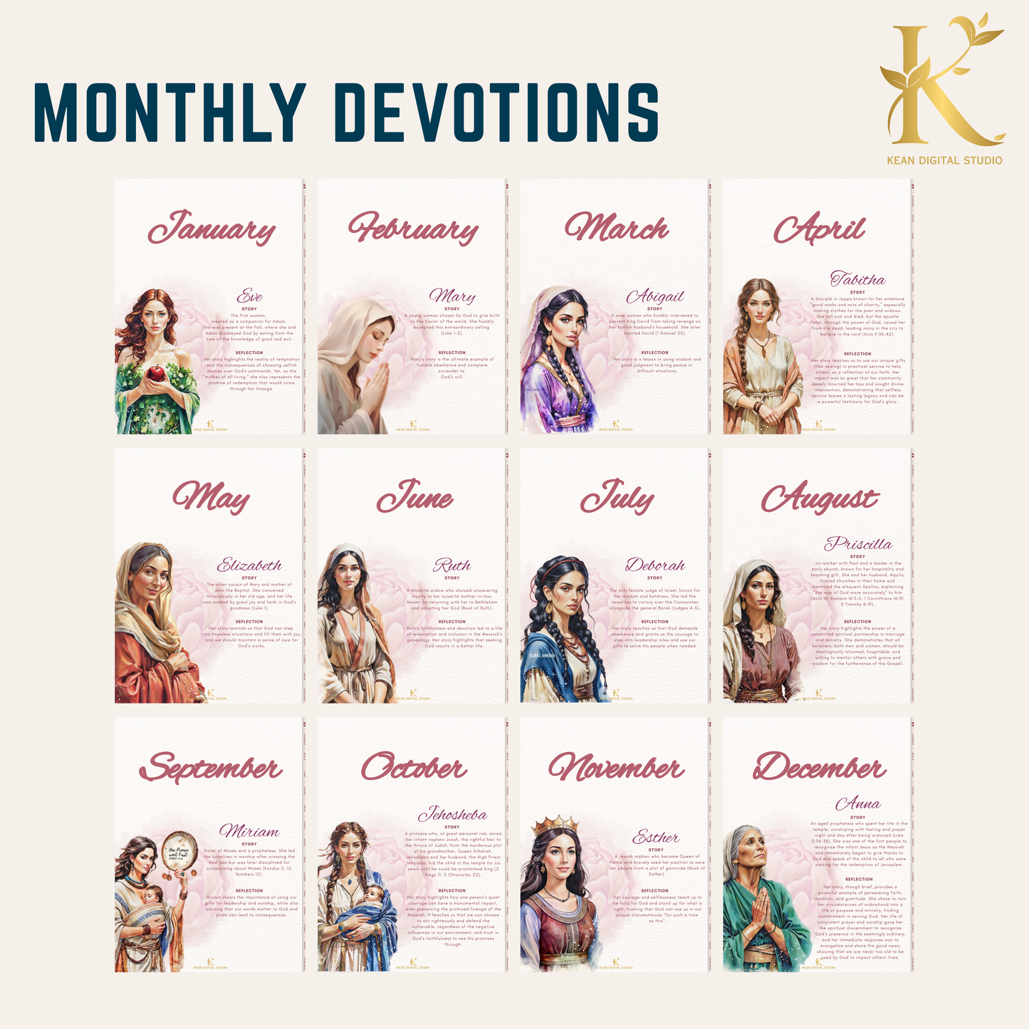 Christian Digital Planner for Women: Faith & Devotion (Undated) - Pink