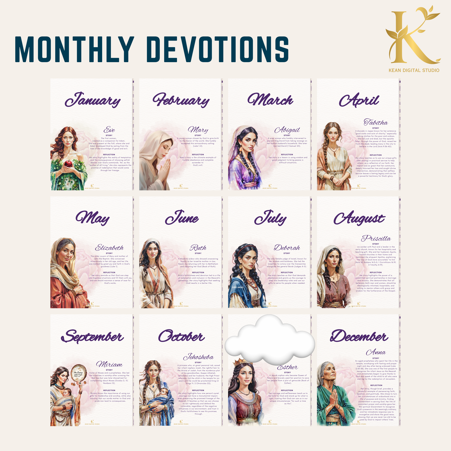 Christian Digital Planner for Women: Faith & Devotion (Undated) - Purple Violet