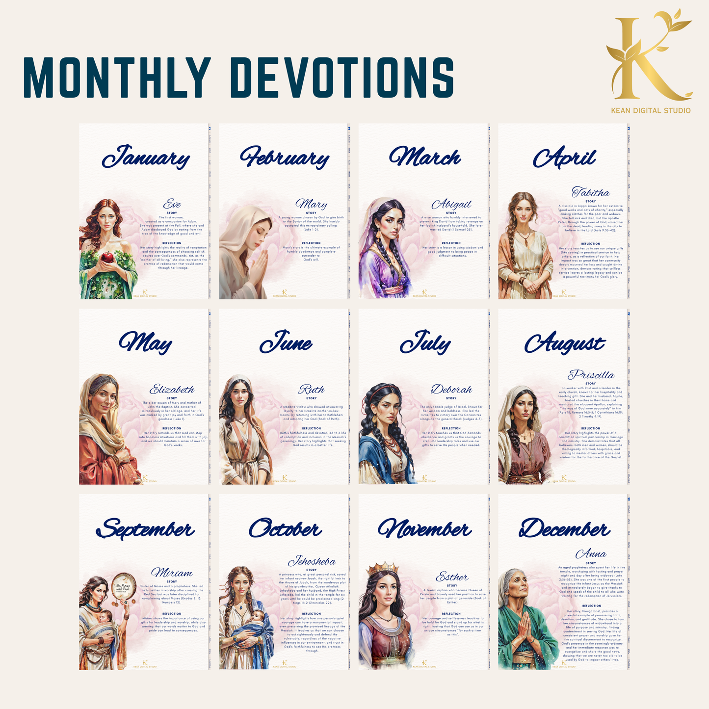 Christian Digital Planner for Women: Faith & Devotion (Undated) - Blue