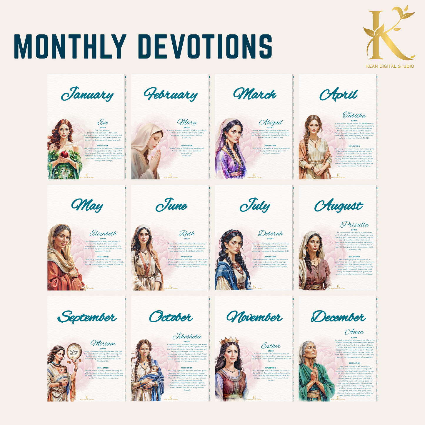 Christian Digital Planner for Women: Faith & Devotion (Undated) - Turquoise