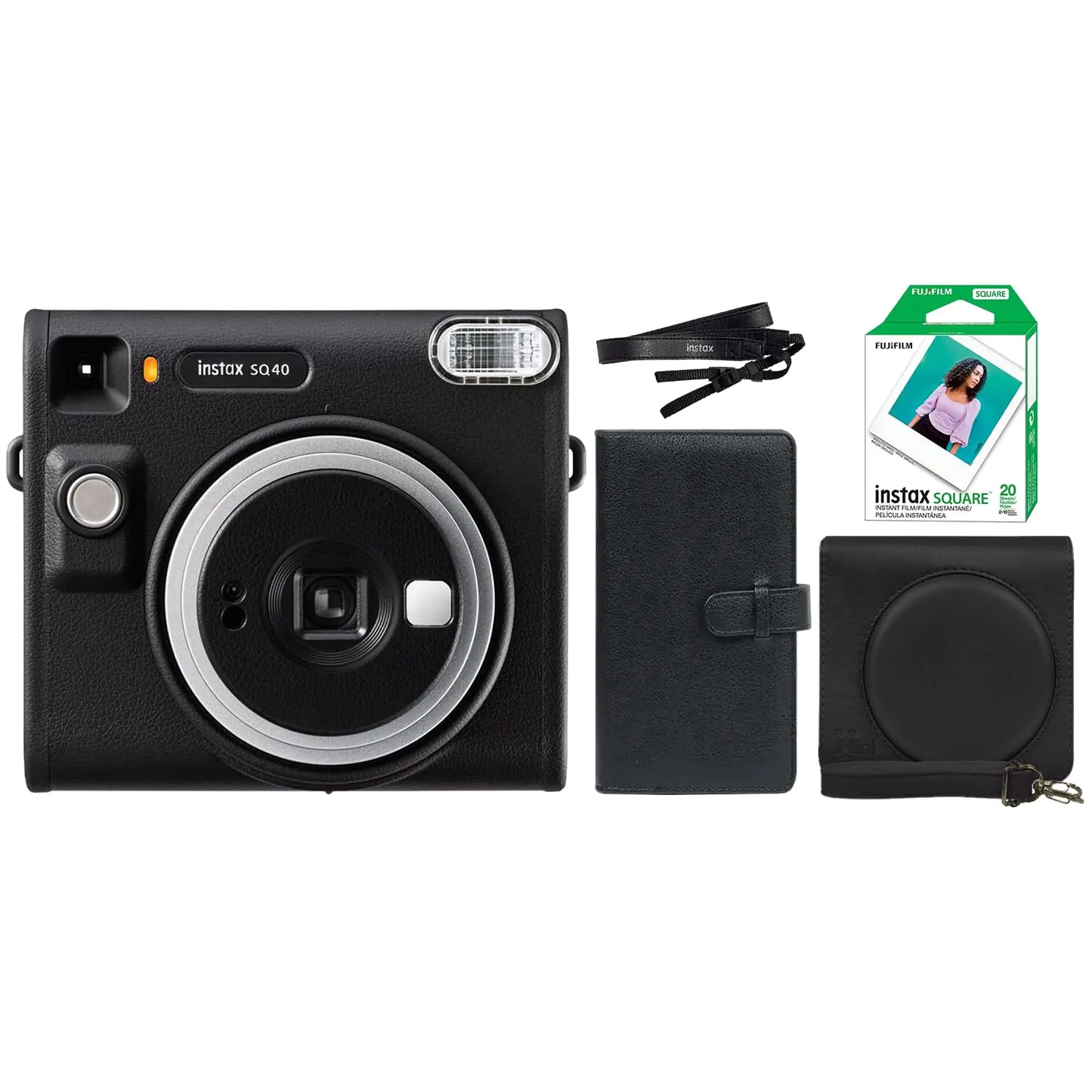 Fujifilm Instax Square SQ40 Instant Camera Black + 20 Instax Film Prints + More