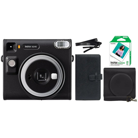 Fujifilm Instax Square SQ40 Instant Camera Black + 20 Instax Film Prints + More