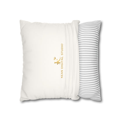 Daughter of the King Faux Suede Pillowcase | Floral Crown Decorative Throw Pillow I Turquoise