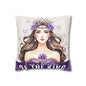 Daughter of the King Faux Suede Pillowcase | Floral Crown Decorative Throw Pillow I Purple Violet