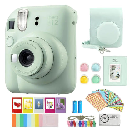 FUJIFILM INSTAX Mini 12 Instant Film Camera | Mint Green Bundled with Instax Accessory Bundle + Cleaning Cloth (8 Items)