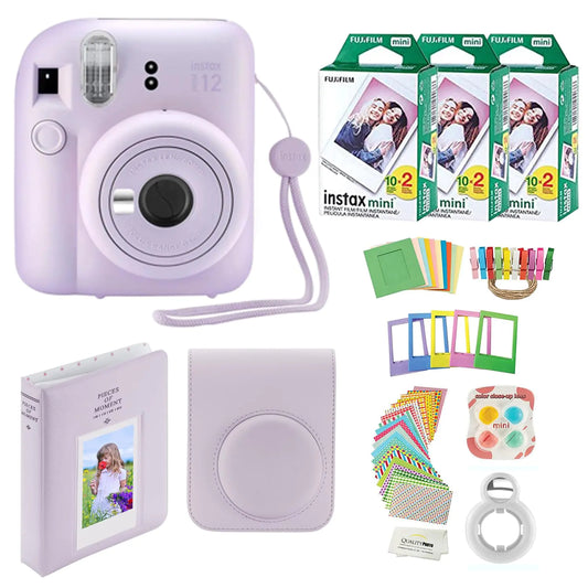 Fujifilm Instax Mini 12 Instant Camera + 60 Photo Prints + Quality Photo Value Bundle Case Decoration Stickers Frames Photo Album (Lilac Purple)