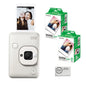 FUJIFILM INSTAX Mini LiPlay Instant Camera | White Bundled with INSTAX Mini Instant Film | 40 Exposures + Cleaning Cloth (4 Items)