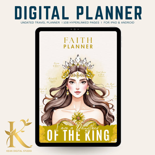 Christian Digital Planner for Women: Faith & Devotion (Undated) - Yellow Gold