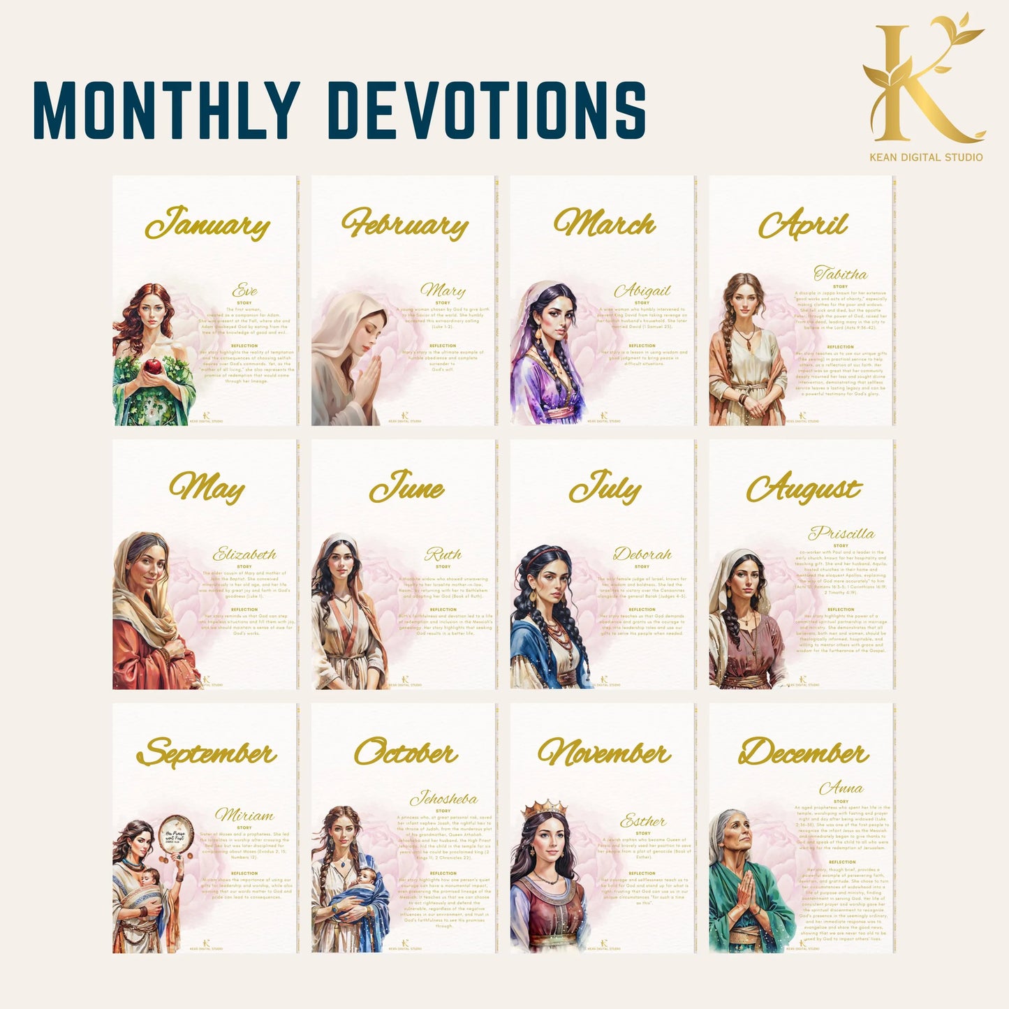 Christian Digital Planner for Women: Faith & Devotion (Undated) - Yellow Gold