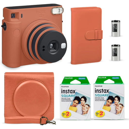 Fujifilm Instax Square SQ1 Instant Camera Terracotta Orange + Fuji Instax Film Value Pack (40 Sheets) + Shutter Accessories Bundle Includes Style Compatible Carrying Case Photo Album 80 Pockets