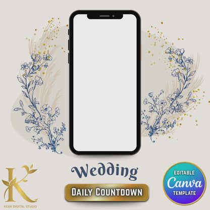 Blue Willow Wedding Countdown Video Template (Canva Editable)