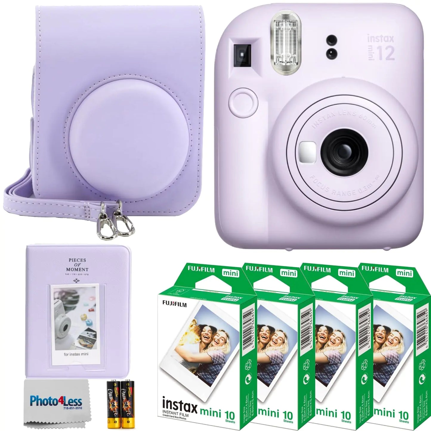 Fujifilm Instax Mini 12 Instant Film Camera Lilac Purple Fuji Instax Mini Instant Film 40 Sheets Instant Camera Gift Bundle